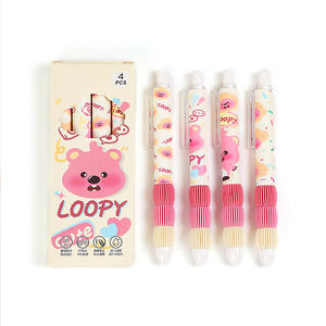 Cartoon Soft EVA Grip 0.5mm Gel <b>Pens</b> Student Stationery <b>Pen</b> Student Supplies Carbon Black Click Gel Ink <b>Pen</b> - Product Image 3