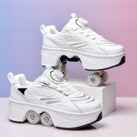 Chaussures de sport à roulettes déformables 2-en-1 avec boucle rotative, roues rétractables cachées, logo personnalisé pour adultes