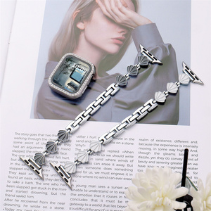 Bracelet de montre en acier inoxydable avec coquille de nacre pour Apple Iwatch ultra 49 46 45 42 40 mm S11, bracelet en métal, chaîne, boucle, bracelet - Product Image 4