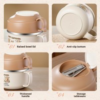 Boîte à lunch en acier inoxydable 304 sans BPA, mignonne, avec couvercle pour nouilles instantanées, support de téléphone, grande capacité, bol à riz, résistante à la chaleur