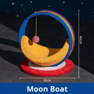 고양이 등반 프레임 스크래치 보드 사이잘삼 친환경 현대 80cm 별이 빛나는 하늘 우주 캡슐 고양이 침대 가정 사용 작은 상자 - Product Image 6