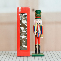 Figurine de Noël Soldat Casse-Noisette en Bois Rustique 25cm, Décoration Western Peinte à la Main, Mâchoire Mobile, pour Cadeau Festif d'Intérieur