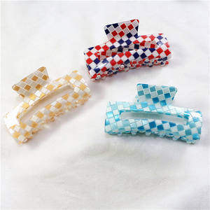 กิ๊บหนีบผม PVC อะซิเตท,ที่หนีบผมประดับตารางหมากรุกยอดนิยม - Product Image 2