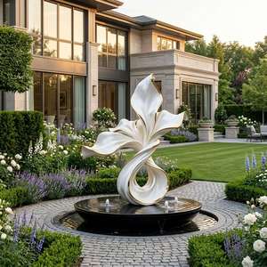 Sculpture murale botanique moderne en or blanc avec bordure dorée, motif floral abstrait de luxe pour la maison, l'hôtel, la galerie - Product Image 5