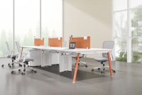 Poste de travail modulaire pour bureau, configuration extensible pour 2, 4, 6 ou 8 personnes, avec cloison de séparation, structure en acier, panneau MFC E0