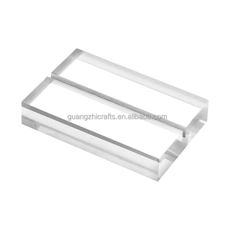 Custom Slotted Acrylic Block Base Clear Acrylic Block With Sign Holder Slot