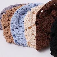Nouveau bonnet en crochet fait main japonais et coréen pour femme, style rétro élégant, ajouré et respirant, idéal pour l'automne