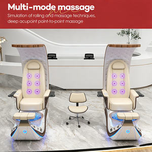Luxury Wholesale Beige Modern Throne Professional <b>High</b> <b>Back</b> Foot Spa Massage Manicure Pedicure Chairs for Nail Salon - Product Image 3