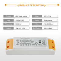 Adaptateur secteur LED AC DC 24V 3A, alimentation à découpage haute efficacité pour bande LED