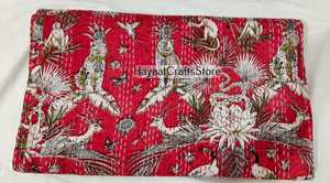 Couverture Kantha imprimée d'animaux et d'oiseaux de style bohème, couleur orange et rouge, décoration d'intérieur, faite à la main, pour toutes les saisons - Product Image 4