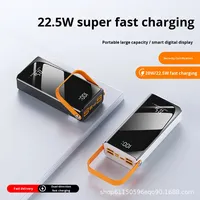 Batterie externe ultra-grande capacité 60000mAh, charge super rapide 22.5W, technologie GaN, mini lampe torche USB LED, cordon en plastique, utilisation en extérieur