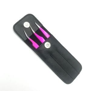 ชุด3ชิ้นสำหรับมืออาชีพแหนบต่อขนตาถุงหนังเคลือบสีแบบกำหนดเองได้อย่างยั่งยืนด้ามจับแข็งแรงทำจากเหล็กทนทาน - Product Image 1