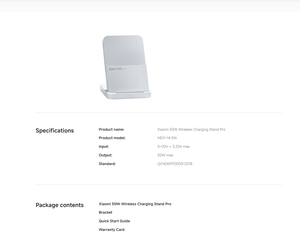 Pour Xiaomi 50W support de charge sans fil matériel ABS électrique QC3.0 <span class=keywords><strong>PD</strong></span> 3.0 SCP OVP OCP Protections 2A 5W/10W chargeurs de sortie Adap - Product Image 6