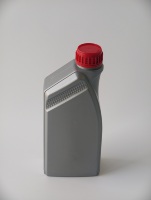 Bouteille d'huile moteur grise en PEHD avec bande de visualisation, étiquette plate, bouchon inviolable, impression personnalisée OEM