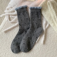 Chaussettes mi-mollet décontractées en coton tissé à pois vintage pour femme, style coréen, respirantes, antidérapantes, douces et extensibles