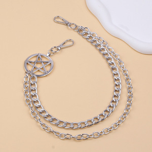 Chaîne de taille en métal pour femme Yueli, étoile à cinq branches, double couche, chaîne de pantalon, accessoire de mode pour boîte de nuit, style hip-hop en alliage de zinc - Product Image 3