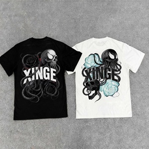 2026 New Bestselling Streetwear Oversized <strong>Top</strong> Custom Vintage Gothic <strong>Skull</strong> Rose Graphic DTG Printed Boxy Cropped Men's T-shirt - Product Image 1