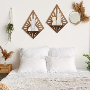 Étagères flottantes vintage style bohème mi-siècle moderne, porte-plantes en bois brun, fixation murale durable pour chambre d'enfant et salon - Product Image 2