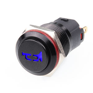 แตรรถยนต์ขนาด 16 มม., ปุ่มโลหะกันน้ำสีดำ, สวิตช์สัญญาณแตรแบบเร่งด่วนพร้อมไฟ LED หัวสูง, IP671NO1NC - Product Image 1