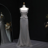Robe de Soirée Droite de Luxe Grise de Dubaï avec Bretelles pour Femmes Arabes, Robe de Mariage Formelle de Fête Lsz631