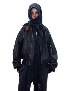 جاكيت بومبر مبطن من الجلد المصنفر محترق مخصص من جلد البقر المحروق للبيع بالجملة - Product Image 3