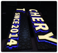 Enseigne lumineuse double face en acrylique avec cadre métallique antirouille, indice d'étanchéité IP65, lettres en relief LED pour décoration extérieure