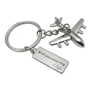 Premium Fashion Metal Aircraft Airplane Key Ring 747 Shape Keychains Custom Logo Key Ring Plane Key Chain