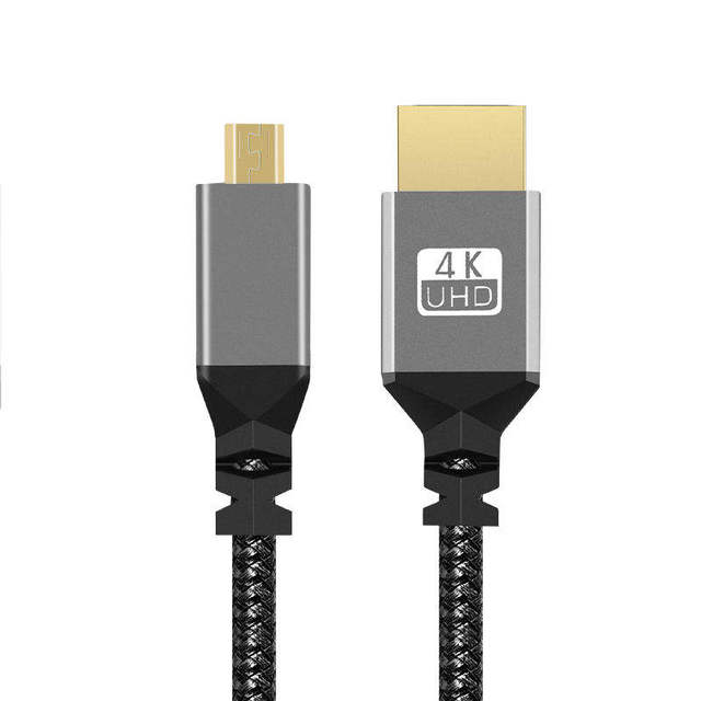 Braided Micro Mini HDMI to HDMI 4K 60Hz Gold Plated Connectors PVCJacket Extension Cable for Laptops Monitors HDTV