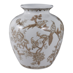 Vaso in ceramica con disegno di uccello e rampicanti, vaso per fiori di ispirazione vintage per soggiorno, decorazione da tavolo per la casa - Product Image 4