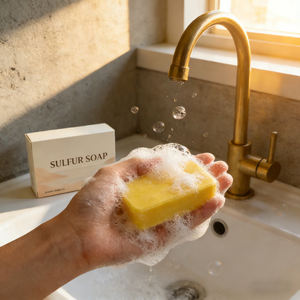 Jabón de <span class=keywords><strong>Azufre</strong></span> Antifúngico Artesanal para Adultos, para el Tratamiento del Eccema, <span class=keywords><strong>Barra</strong></span> de Baño Saludable, Efectos Blanqueadores y Antisépticos, Forma Sólida, Antiacné - Product Image 3