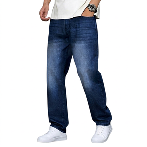 Custom Men Casual Baggy Fit Breathable 100% Cotton <b>Jeans</b> Summer Spring Autumn Medium Wash New Release Designer for Online Sale - Product Image 1