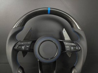 Volant personnalisé en fibre de carbone pour Skoda Octavia RS VRS |   Cuir véritable pour surpiqûres bleues |   Amélioration de l'intérieur des voitures de sport