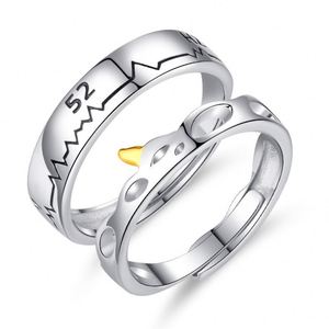 Anillos De Pareja <b>Silver</b> Plated 52 Hz Whale Creative Couple <b>Ring</b> Whale Tail Wedding <b>Ring</b> <b>Adjustable</b> Open Wedding Couple <b>Ring</b> - Product Image 1