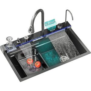 Thông minh toàn bộ Bộ bồn rửa nhà bếp thép không gỉ kéo ra khỏi nhà bếp vòi nước cho bồn rửa với vòi nước lỗ Thác Nano bồn rửa - Product Image 1