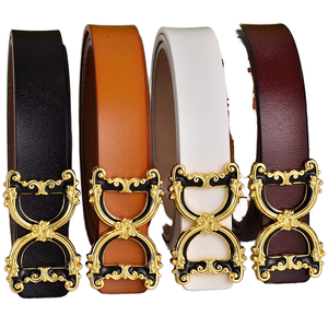 Cinturón de Cuero Vacuno con Hebilla de Aleación de Lujo para Mujer, Estilo Retro, Decoración para Jeans, Logotipo Personalizado - Product Image 1