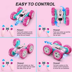 QUNREDA Q1 Rosa 2,4 GHz Doppelseitiges 360° Rotierendes Ferngesteuertes Crawler-Auto mit Scheinwerfern für Mädchen 0-2 Jahre Plastikspielzeug China - Product Image 6