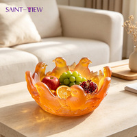 Bol à fruits en verre cristal ambré, figurine d'aigle sculptée, bol de service décoratif, centre de table pour la maison, décoration de luxe