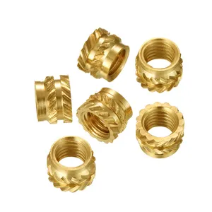 M2 M3 M4 M5 M6 M8 1/4-20 Knurled Brass Heat Staking Threaded Inserts Brass Insert Nut For Injection Molding