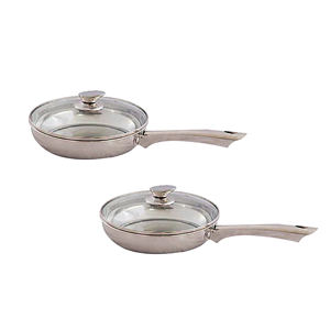 Utensilios de cocina ligeros de lujo para el hogar, sartén de acero inoxidable de mango largo a bajo precio con tapa de vidrio, sartén de 24 cm de Bangladesh - Product Image 2