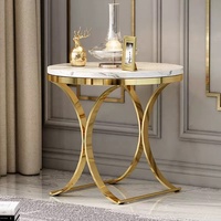 Table d'appoint en pierre frittée de luxe léger, table de chevet/table basse moderne et durable avec coins métalliques, meuble de maison pour salon