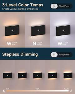 Lampe murale à <span class=keywords><strong>d</strong></span>étecteur de mouvement Sunaluna, lumière <span class=keywords><strong>d</strong></span>'<span class=keywords><strong>escalier</strong></span>, montage magnétique noir, rechargeable, à intensité variable, veilleuses pour couloir, <span class=keywords><strong>escalier</strong></span> - Product Image 5