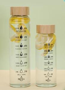 Chronologie de bouteille d'eau en verre classique transparente personnalisée minimaliste de 500ml , 750ml avec couvercle en acier inoxydable - Product Image 5