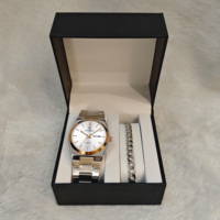 Ensemble de mode Poedagar 930, montre à quartz pour homme avec calendrier lumineux, bracelet en argent/or, style business, cadeau avec boîte