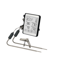 Thermomètre à viande numérique à double sonde en plastique pour fumoir, grillades, rôtissage, cuisson, lecture rapide, alarme, mémoire MAX-MIN -30°C 300°C