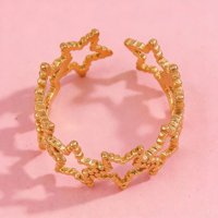 Bague en acier inoxydable pour femme, motif étoile à cinq branches ajourée