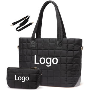 Toptan özel büyük Puffer Tote çanta çanta ile 15.6 inç Laptop çantası kabarık kapitone işık çalışma seyahat el çantası kadınlar için - Product Image 1