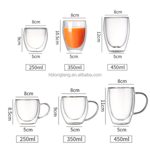250ml 350ml 450mL Tazas de café expreso de vidrio transparente de doble pared resistentes al calor Tazas - Product Image 3