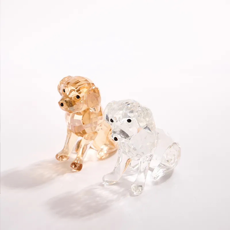 JY Wholesale Home Decoration Custom size K9 crystal glass Painted crystal dog with gift box