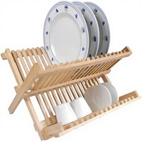 Égouttoir à vaisselle et bols mural pliable à double niveau, moderne et écologique, en bois