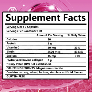 Suplemento de Biotina 100% de Animales Alimentados con Pasto, Marca Personalizada, Promueve la Salud del Cabello, Uñas y Piel, Cápsulas de Colágeno Complejo - Product Image 3